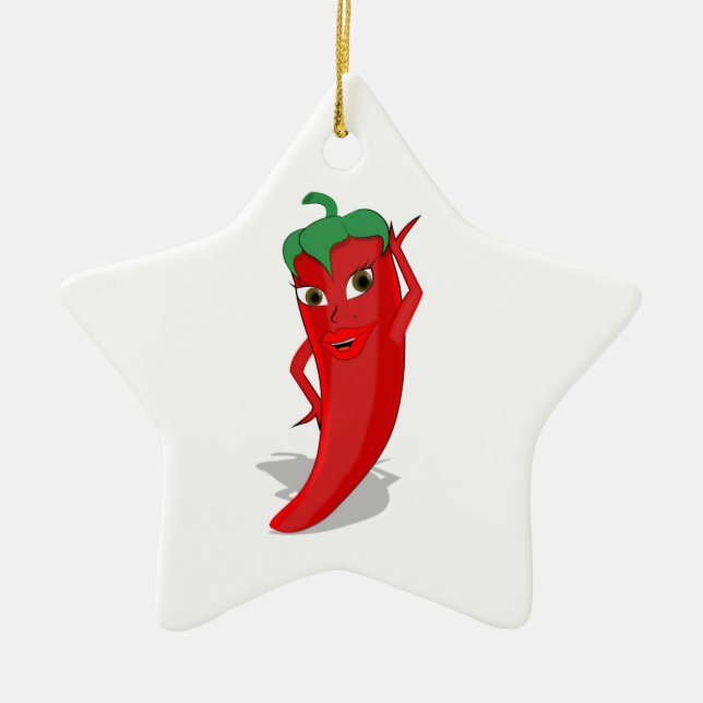Red Hot Pepper Diva Keramik Ornament (Vorne)