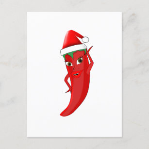 Red Hot Pepper Diva mit Santas-Hut Postkarte