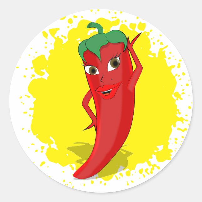 Red Hot Pepper Diva Paint Spritzer Runder Aufkleber (Vorderseite)