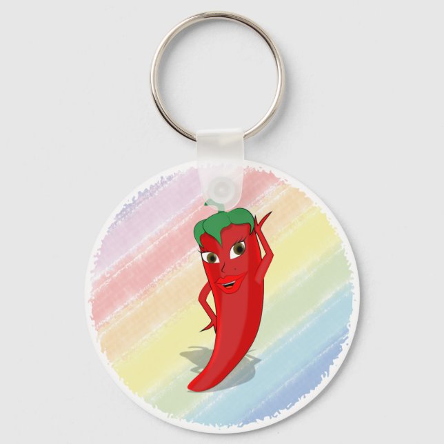 Red Hot Pepper Diva Pastell Rainbow Schlüsselanhänger (Vorderseite)
