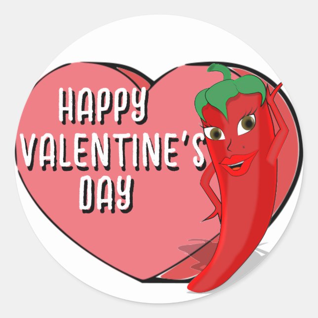 Red Hot Pepper Diva Valentines Runder Aufkleber (Vorderseite)