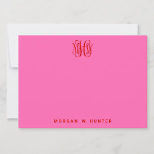 Red Hot Pink Vine Script Monogram DIY BG Vielen Da Dankeskarte