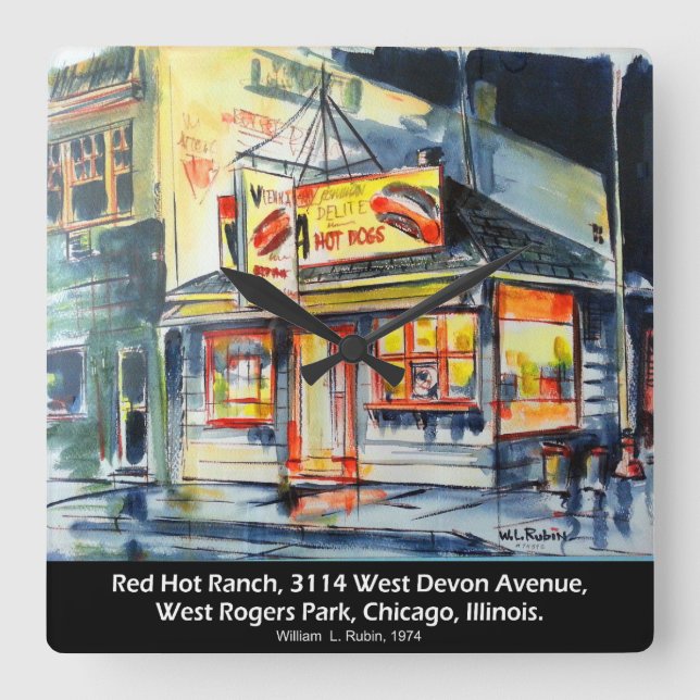 Red Hot Ranch, Chicago, Illinois (1952-1985) Quadratische Wanduhr (Vorderseite)