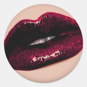 Red Hot Sparkling Kissable Lips Runder Aufkleber