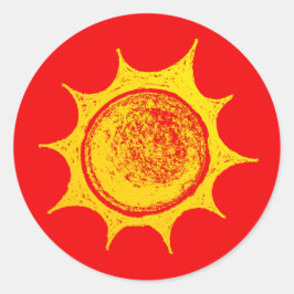 Red Hot Sunshine Runder Aufkleber