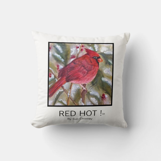 RED HOT Weihnachten Kardinal Kissen (Vorderseite)