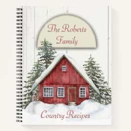 Red House Winter Scene Rezept Notebook Notizbuch