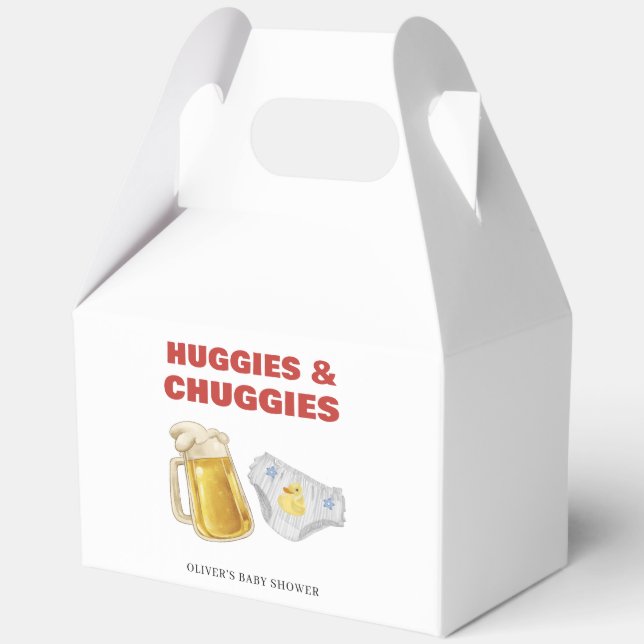 Red Huggies Chuggies Beer Diaper Boy Baby Shower  Geschenkschachtel (Rückseite)