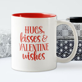 Red Hugs Kisses Valentinstag Kaffee Tasse
