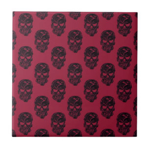 Red Human Skulls Pattern Fliese
