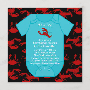 Red Hummer Crawfish Baby Boy Showdusche Invita Einladung