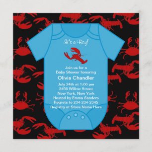 Red Hummer Crayfish Baby Boy Showdusche Invita Einladung