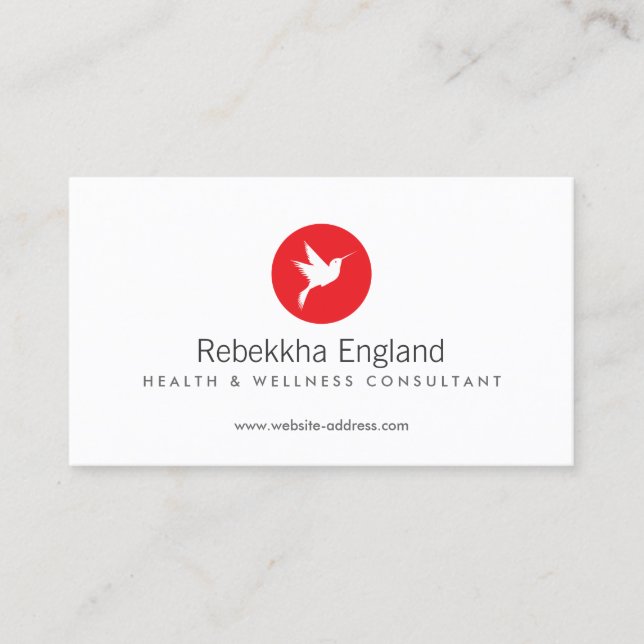 Red Hummingbird Logo Health Care, Naturopath Visitenkarte (Vorderseite)