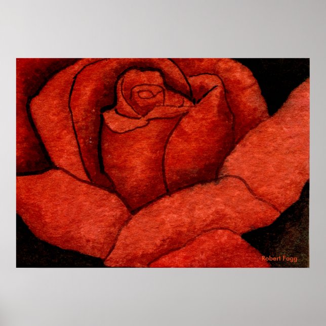 "Red Hybrid Tee Rose" Rose Garden Blumenplakat Poster (Vorne)