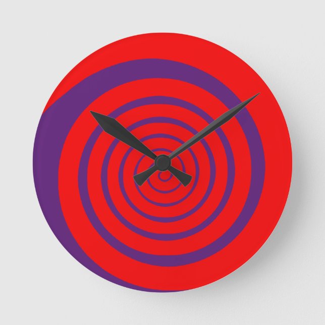red hypnotic spiral image runde wanduhr (Vorderseite)