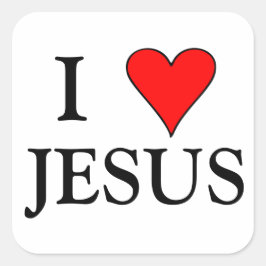 Red I HEART JESUS Quadratischer Aufkleber