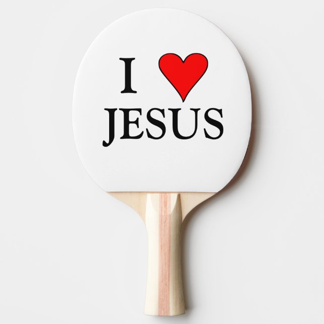 Red I HEART JESUS Tischtennis Schläger (Vorderseite)