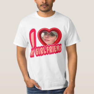Red I Liebe My Girlfriend Foto Personalisiert T-Shirt