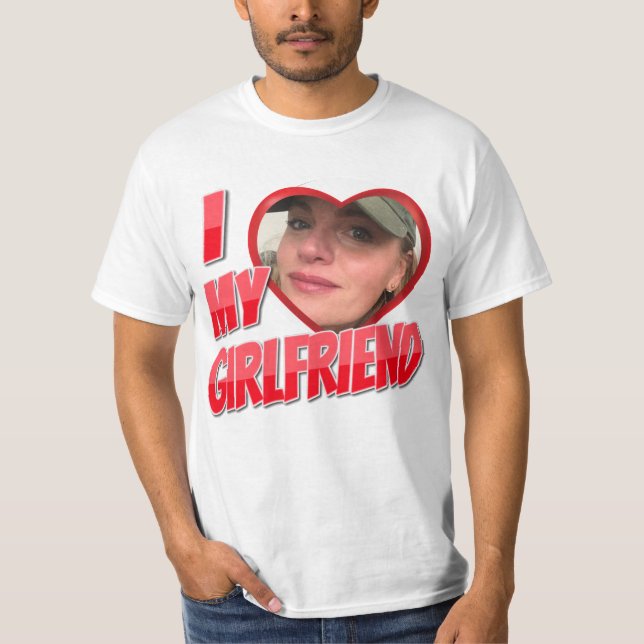 Red I Liebe My Girlfriend Foto T - Shirt (Vorderseite)