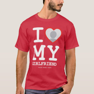 Red I Love My Girlfriend Photo Texte T-shirt