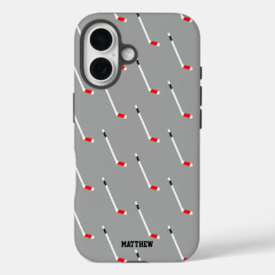 Red Ice Hockey Stick Pattern Personalisiert iPhone 16 Hülle