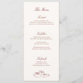 Red Illustrated Swans Whimsical Wedding Menu Menükarte