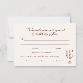 Red Illustrated Whimsical Wedding RSVP Karte