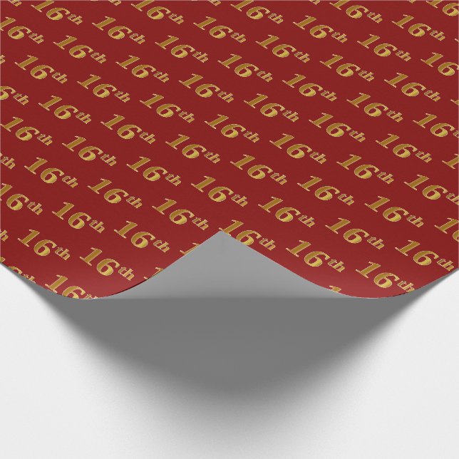 Red, Imitate Gold 16. (sechzehnte) Veranstaltung Geschenkpapier (Ecke)