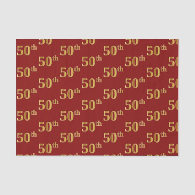 Red, Imitate Gold 50. (Fünfzigste) Event Tissue Pa Seidenpapier (Vorderseite)