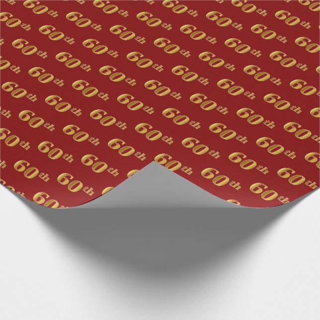Red, Imitate Gold 60. (Sechzigste) Veranstaltung Geschenkpapier (Ecke)
