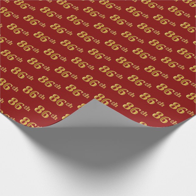 Red, Imitate Gold 86. (Achtzigste) Veranstaltung Geschenkpapier (Ecke)