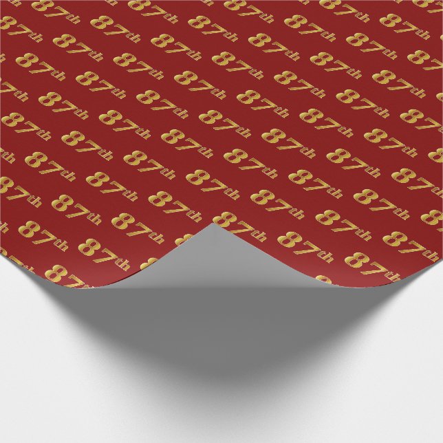Red, Imitate Gold 87. (siebenundachtzig) Veranstal Geschenkpapier (Ecke)