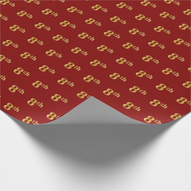 Red, Imitate Gold 8. (Achte) Veranstaltung Geschenkpapier (Ecke)