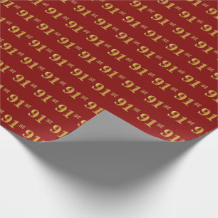 Red, Imitate Gold 91. (Neunzigste) Event Geschenkpapier