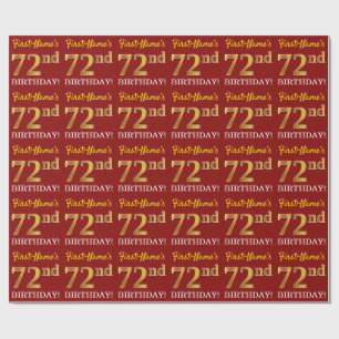Red, Imitation Gold Look "72. GEBURTSTAG" Geschenkpapier