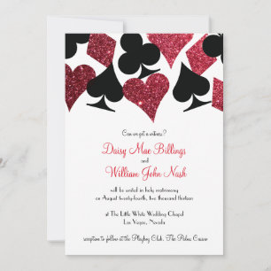 Red Imitats Glitzer Las Vegas Hochzeitseinladung Einladung