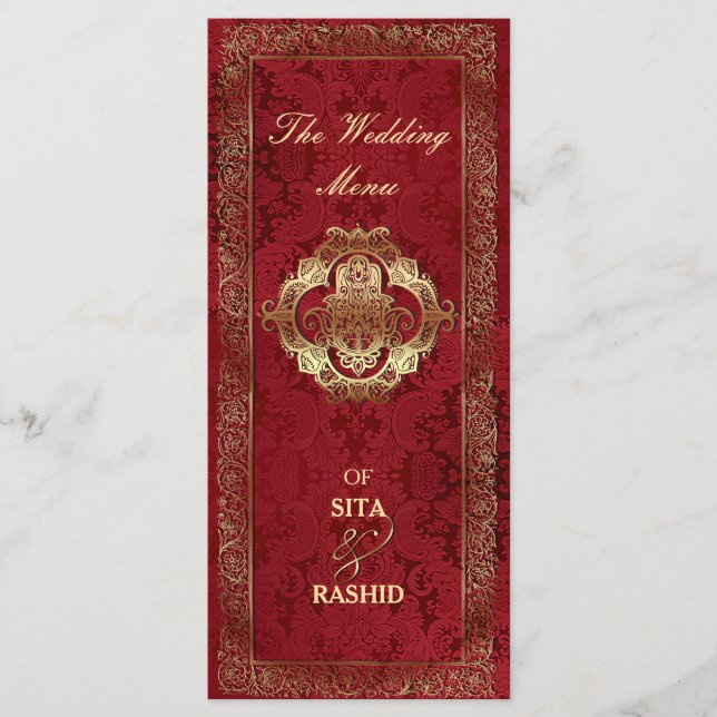 Red Indian Wedding - Menü Card/Rackcard Menükarte (Vorderseite)
