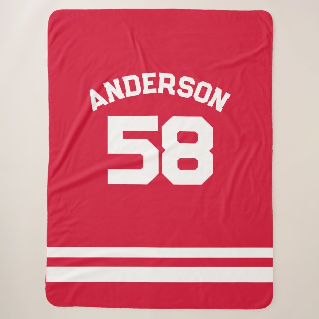 Red Individuelle Name & Number Sports Fan Sherpadecke (Vorderseite)