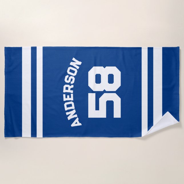 Red Individuelle Name & Number Sports Fan Strandtuch (Vorderseite)