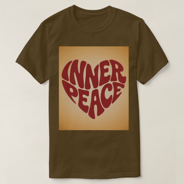 Red Inner Peace Heart Brown T-Shirt (Design vorne)