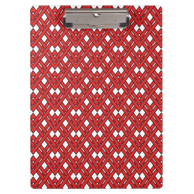 Red Interlocking Rhombusse Geometric Zig Zag Lines Klemmbrett (Vorderseite)