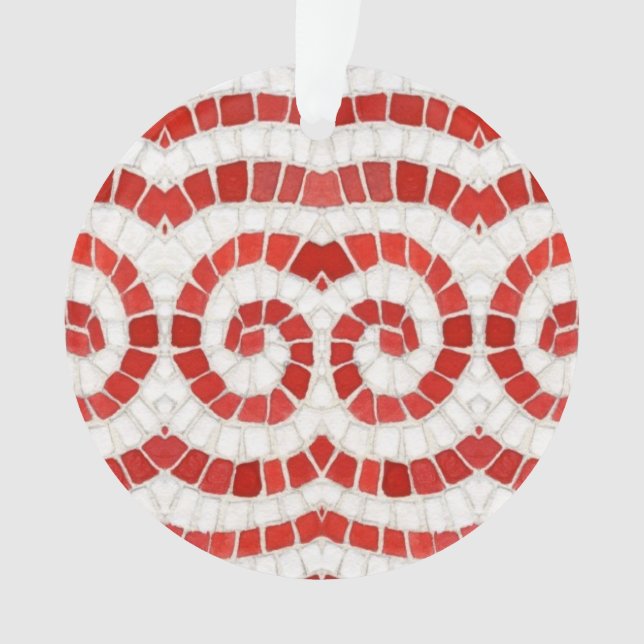 RED IONIC MOSAIC Acrylic Circle Ornament (Vorderseite)