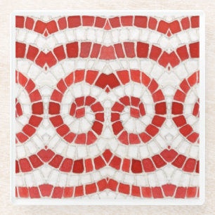 RED IONIC MOSAIC Glass Getränkekasten Glasuntersetzer
