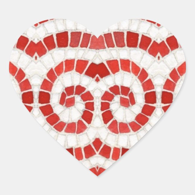 RED IONIC MOSAIC Heftkleber Herz-Aufkleber (Vorderseite)