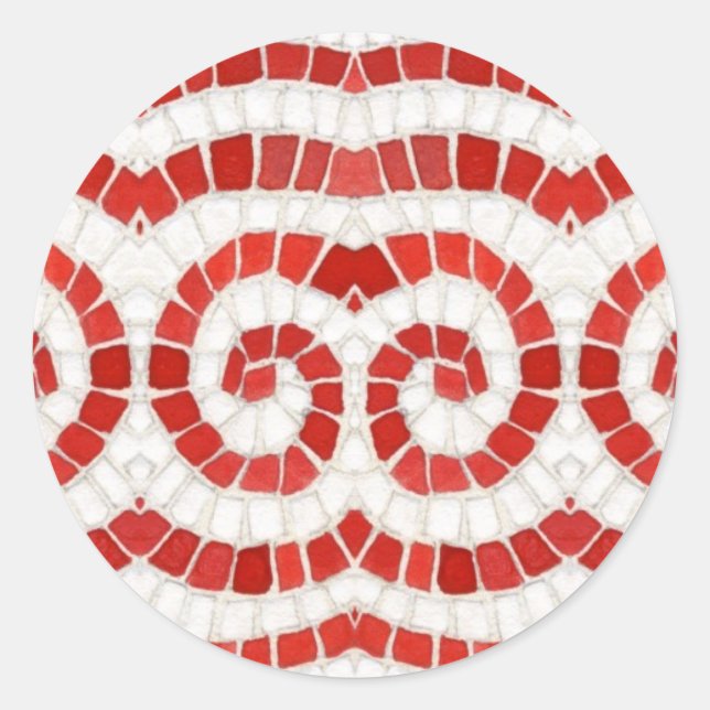 RED IONIC MOSAIC Large Round Stickers (Vorderseite)