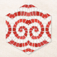 RED IONIC MOSAIC Point Hexagon Paper Untersetzer