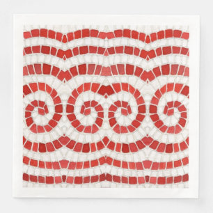 RED IONIC MOSAIC Standard Dinner Paper Napkins Serviette