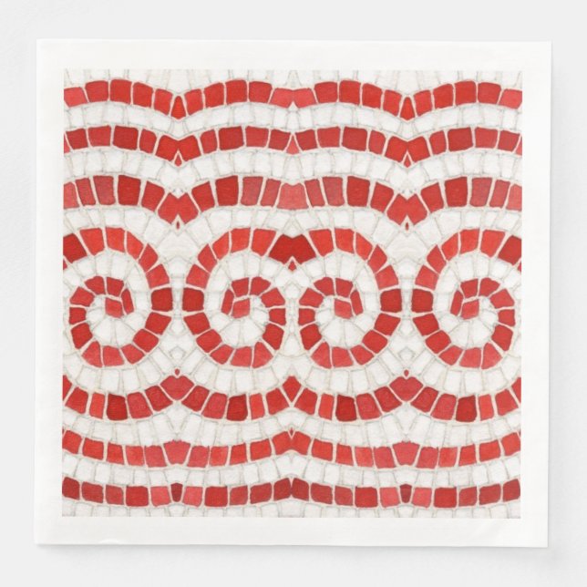 RED IONIC MOSAIC Standard Dinner Paper Napkins Serviette (Vorderseite)