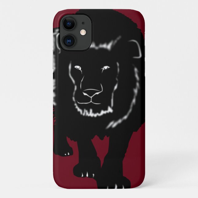 Red iPhone Case mit Lion - Wählen Sie Farben (Rückseite)