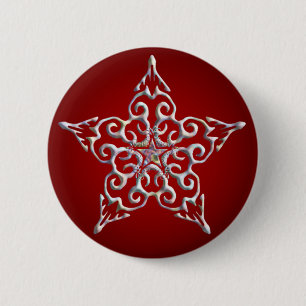 Red Iridescent Star Button
